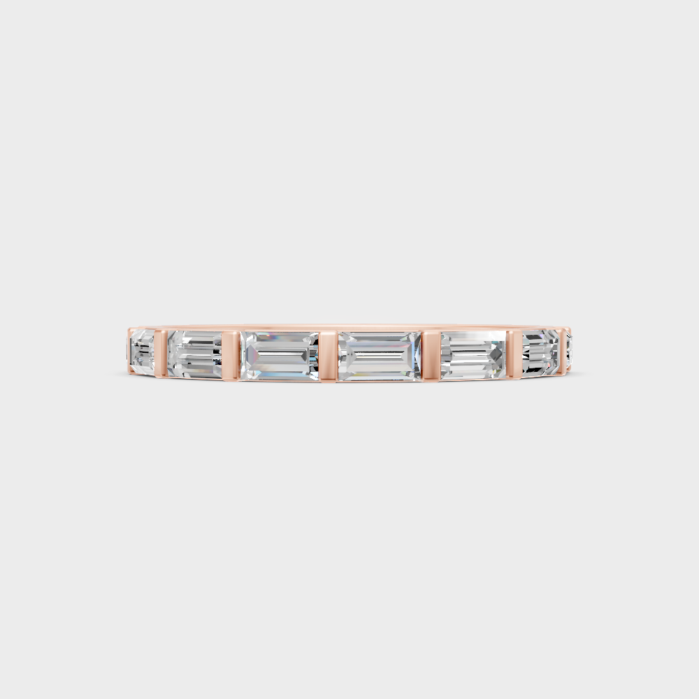 Romantic rose gold diamond band with baguette-cut lab diamonds